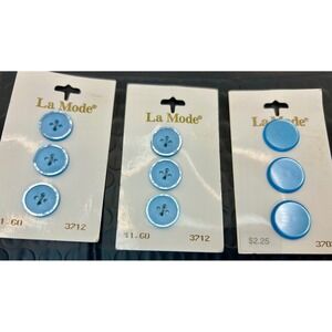 Vintage La Mode Light Blue Pearl Buttons - 3 Cards #3712 x2 + #3703 NOS